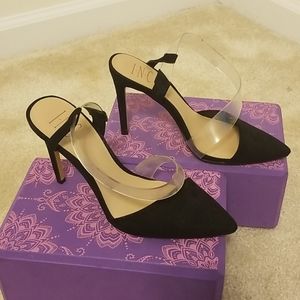 INC 3" black faux suede heels